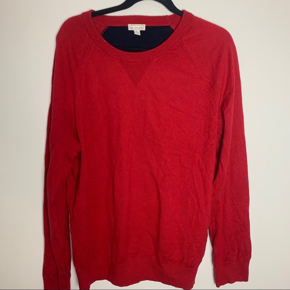 GAP Cotton Cashmere Red Long Sleeve Crew Neck Shirt